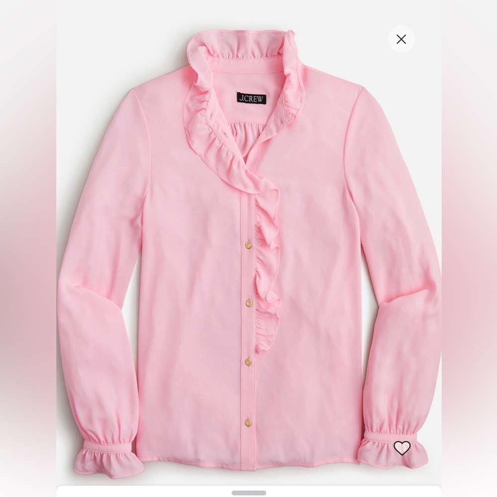 J.Crew Pink Ruffled Button-Up Blouse Draper Cottage Top